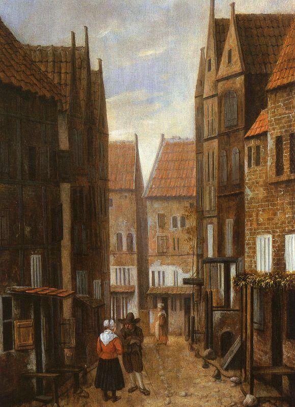 Jacobus Vrel Street Scene with Couple in Conversation France oil painting art